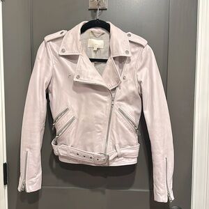 Walter Baker leather moto jacket, pale pink, XS
